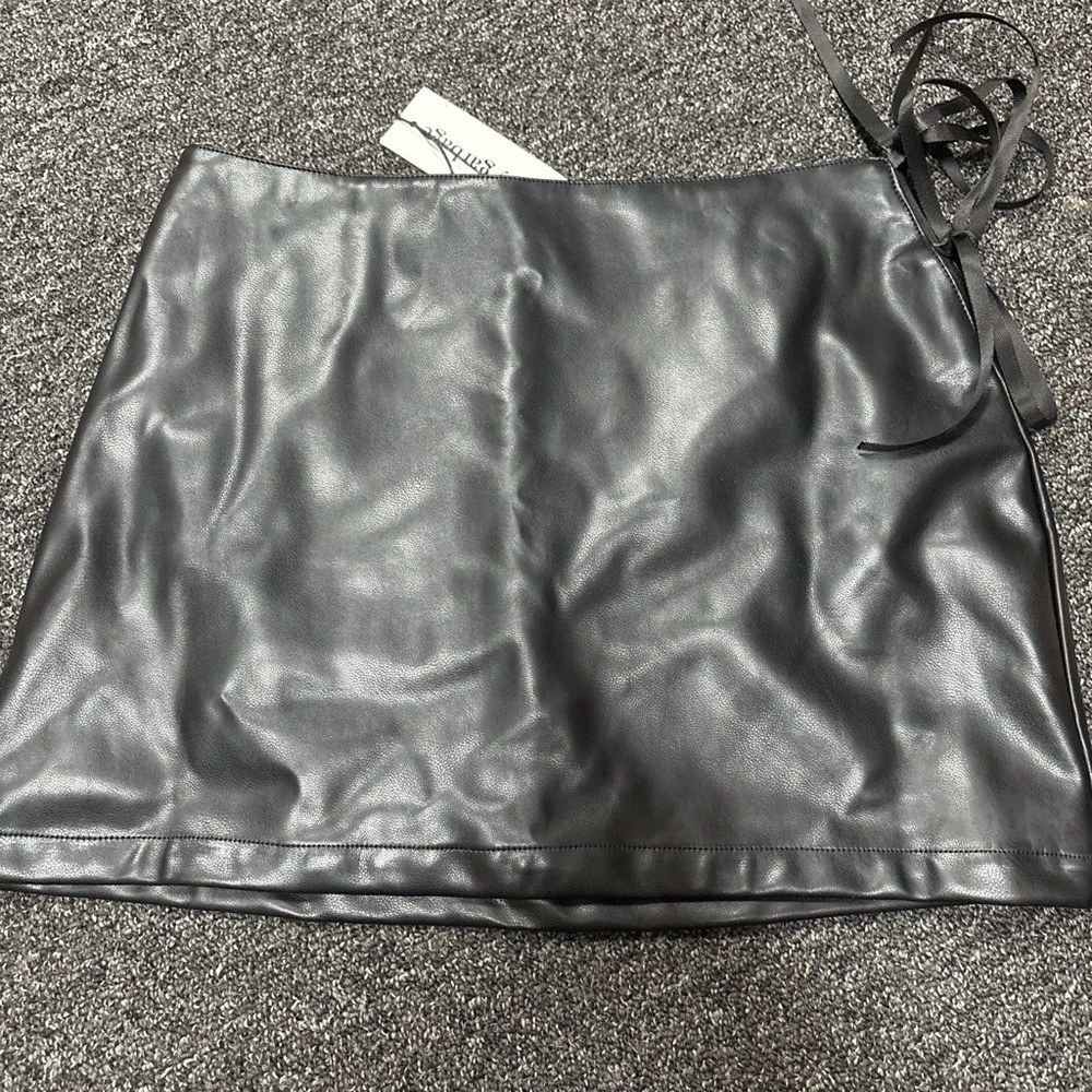 Gray Silver Mini Pencil Skirt with Tie Front